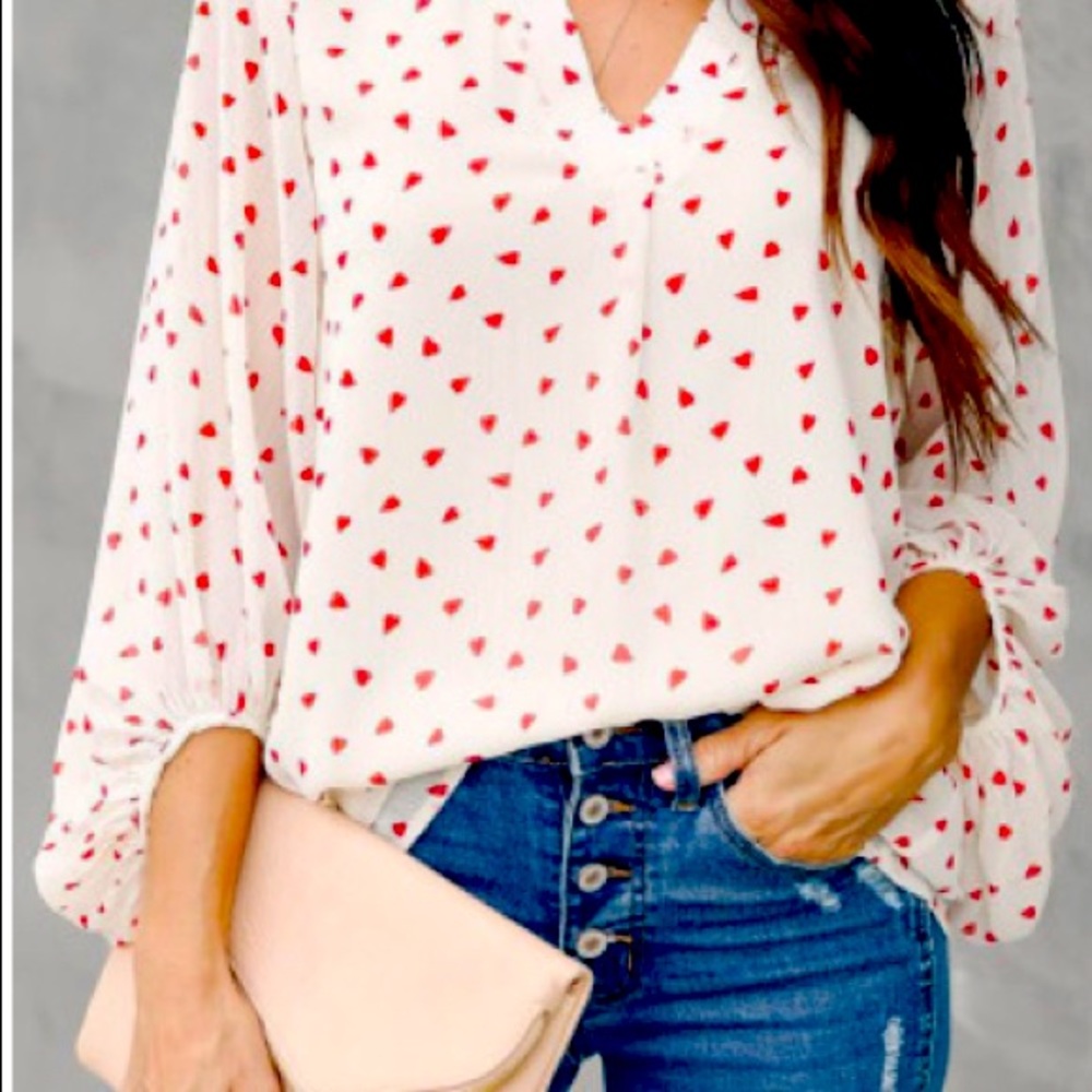 White Love You Boo Balloon Sleeve Blouse